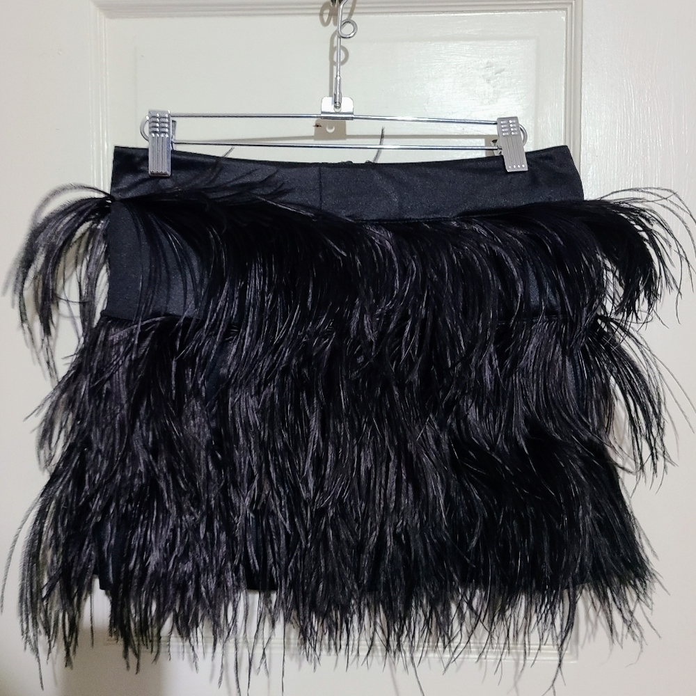 Shirley of Hollywood Black Ostrich Feather Skirt Size S